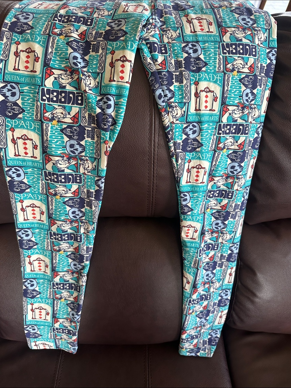 LuLaRoe Disney Teal Blue Navy Card Deck Pattern Leggings